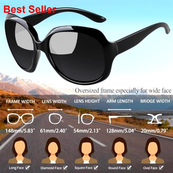Oversized Polarized Sunglasses UV Protective Large Frame Driving main image 4